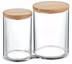 Набір з двох циліндричних банок прозорий з дерев'яною кришкою Boxup FT-215 Набір з двох циліндричних банок прозорий з дерев'яною кришкою Boxup FT-215