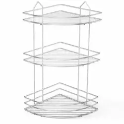Кутова полиця для ванни трирівнева сатен 24х24х47 см Tekno-Tel Eco BK003 Кутова полиця для ванни трирівнева сатен 24х24х47 см Tekno-Tel Eco BK003