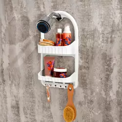 09164 Полиця для ванної кімнати 2-ярусна, пластик 09164 Полиця для ванної кімнати 2-ярусна, пластик