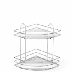 Кутова полиця для ванни дворівнева сатен 24х24х30 см Tekno-Tel Eco BK002 Кутова полиця для ванни дворівнева сатен 24х24х30 см Tekno-Tel Eco BK002