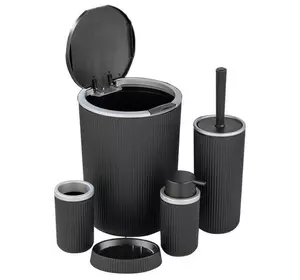 Набір для ванної кімнати (5 предметів), чорно-сірий, FT-410