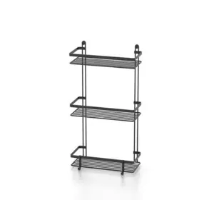 Полиця трирівнева з гачками матова чорна 25х12х46 см Tekno-Tel ES065H Полиця трирівнева з гачками матова чорна 25х12х46 см Tekno-Tel ES065H