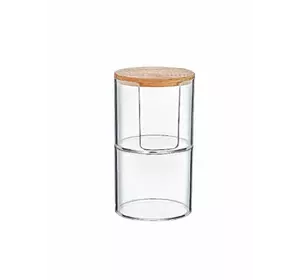 Набір циліндрів під ватні диски прозорий з дерев'яною кришкою Boxup FT-214 Набір циліндрів під ватні диски прозорий з дерев'яною кришкою Boxup FT-214
