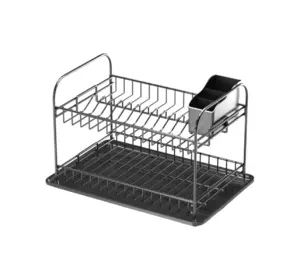 Дворівнева сушарка для посуду чорна Tekno-tel KB007 Дворівнева сушарка для посуду чорна Tekno-tel KB007